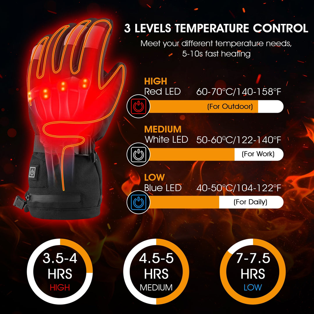 Rechargeable Heated Gloves Three-Level Temperature Control
