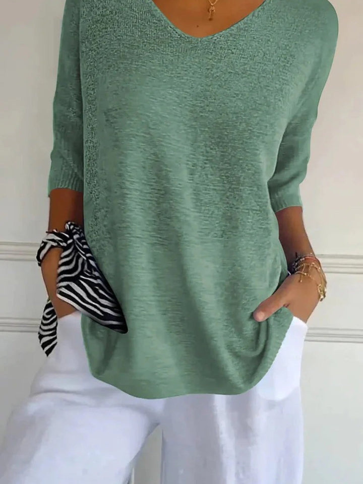 Manon | Bequemes Stricktop Mit V-ausschnitt Für Damen