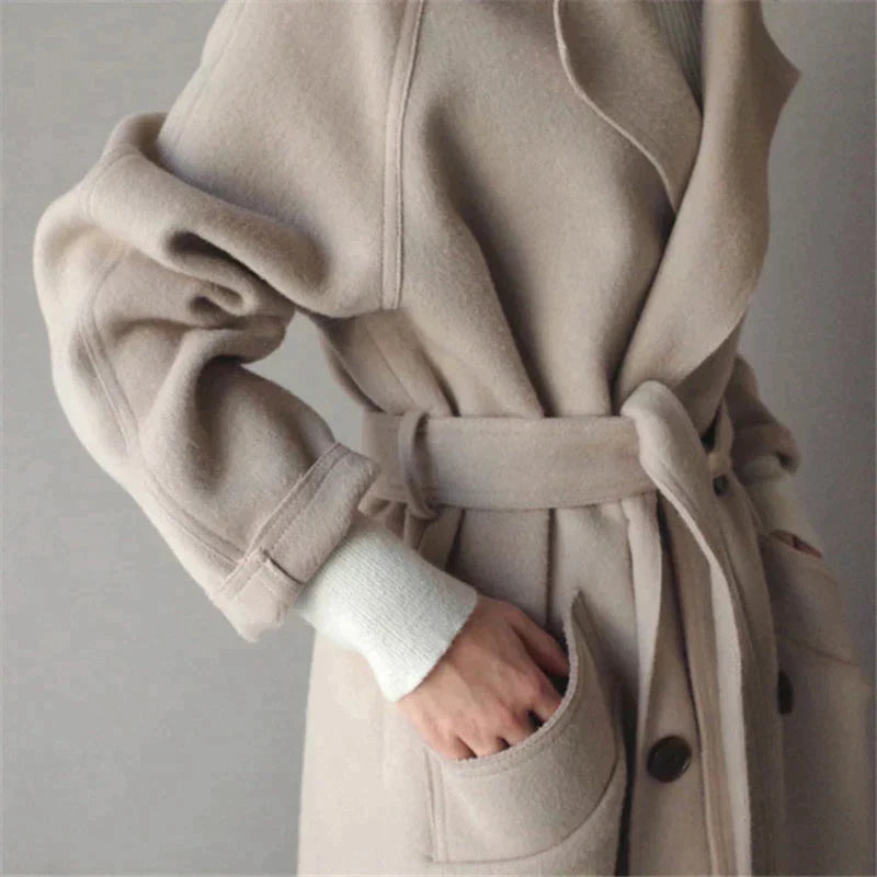 Langer Wintermantel Für Damen | Mit Seitentaschen