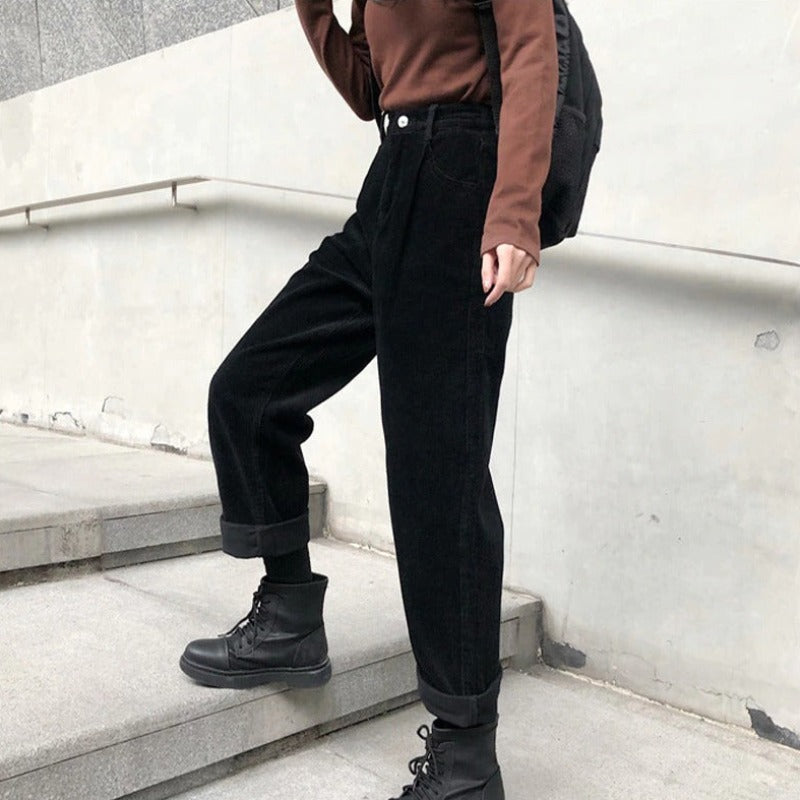 Cordhose Mit Weitem Bein Für Damen | Hohe Taille