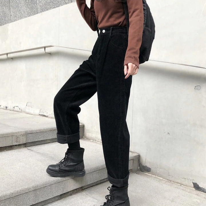 Cordhose Mit Weitem Bein Für Damen | Hohe Taille