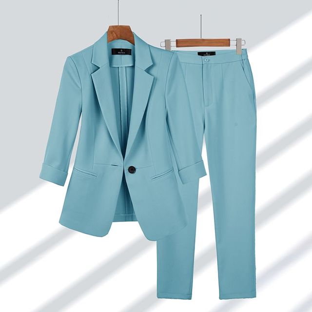 Lässiges Blazer- Und Hosen-set Für Damen