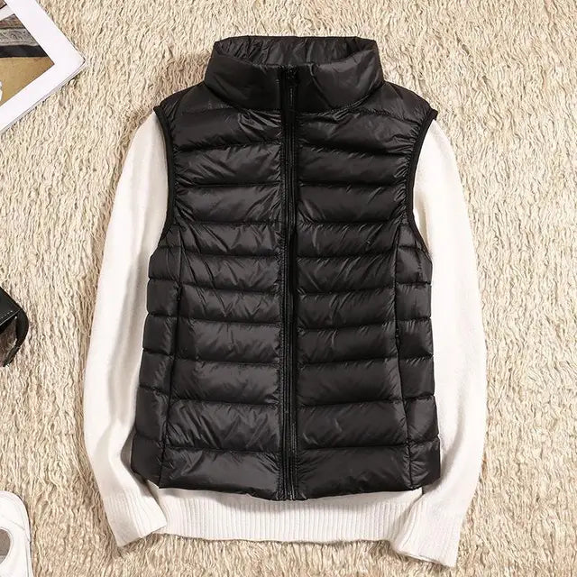 Lässiger Bodywarmer Mit Hohem Kragen Für Damen | Ärmellos