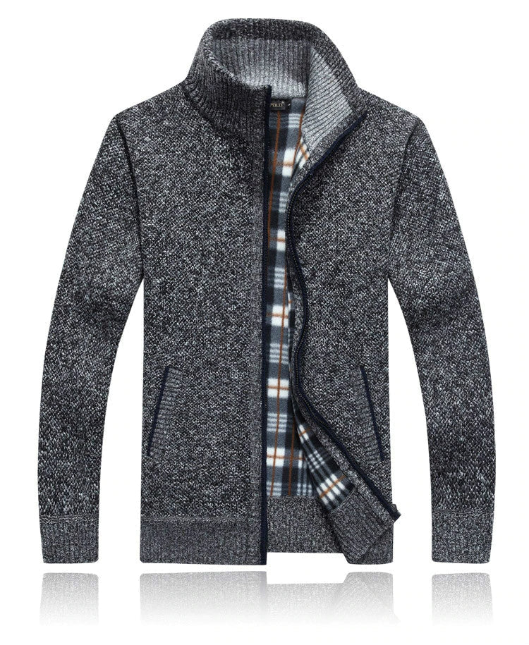 Stehkragenpullover Mit Kariertem Futter Für Herren | Winter
