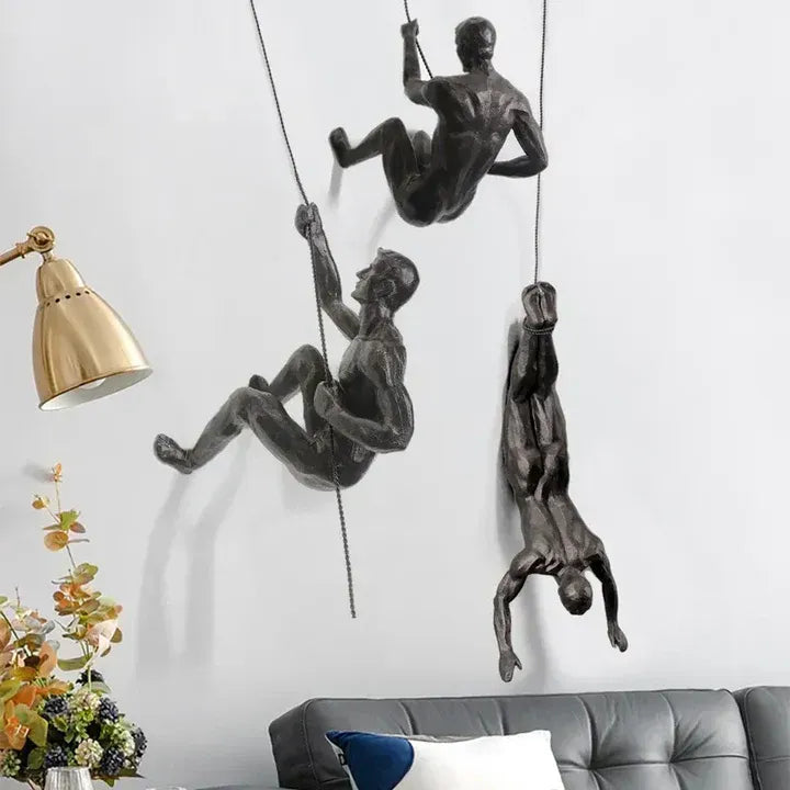 Wanddeko-Set Kletternde Männer – Kreatives & Dynamisches 3D-Design | Moderne Metallkunst für Wohnzimmer, Flur & Büro