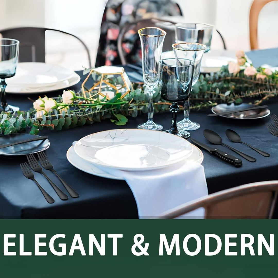 24-teiliges schwarzes Tafelmessbesteck-Set für den täglichen und festlichen Gebrauch