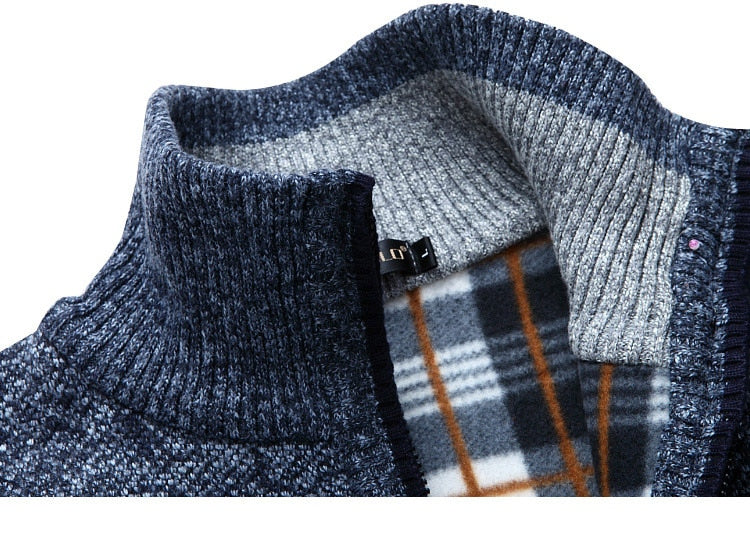 Stehkragenpullover Mit Kariertem Futter Für Herren | Winter