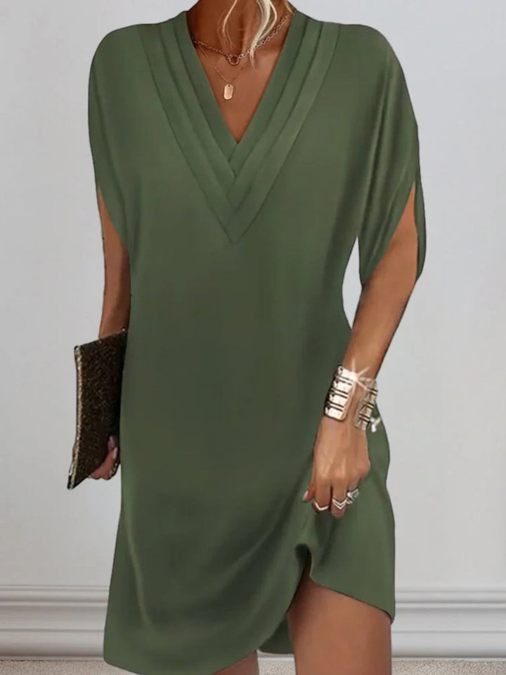 Solene | Lässiges Oversize-hemdkleid Mit V-ausschnitt Für Damen