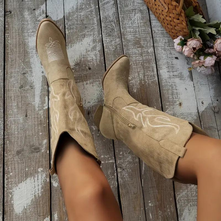 Damen Cowboystiefel Mit Seitlichem Reißverschluss | Blockabsatz