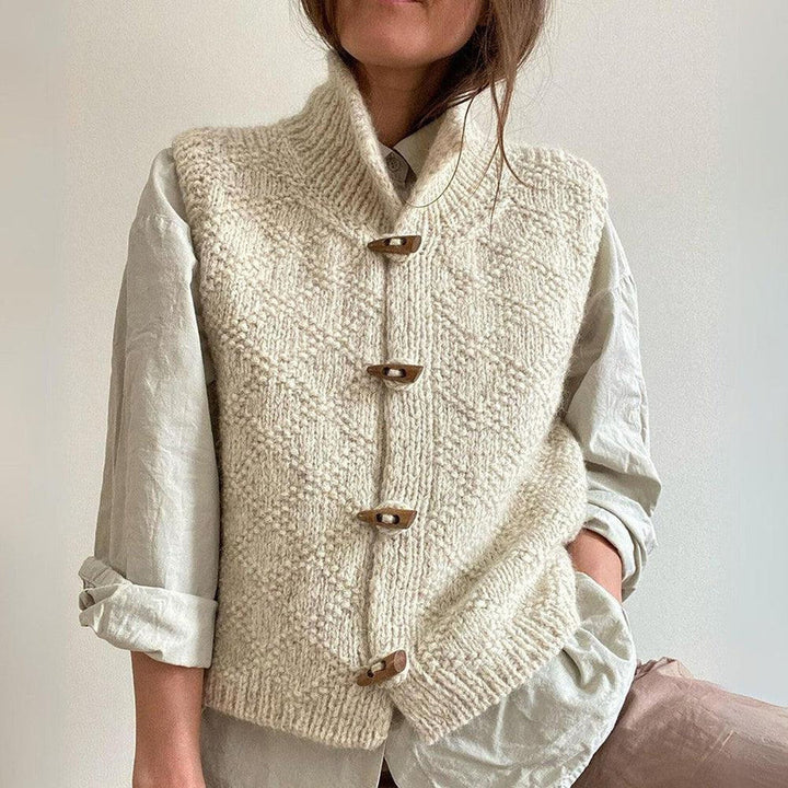 Stylische Beige Strickweste Für Damen | Winter