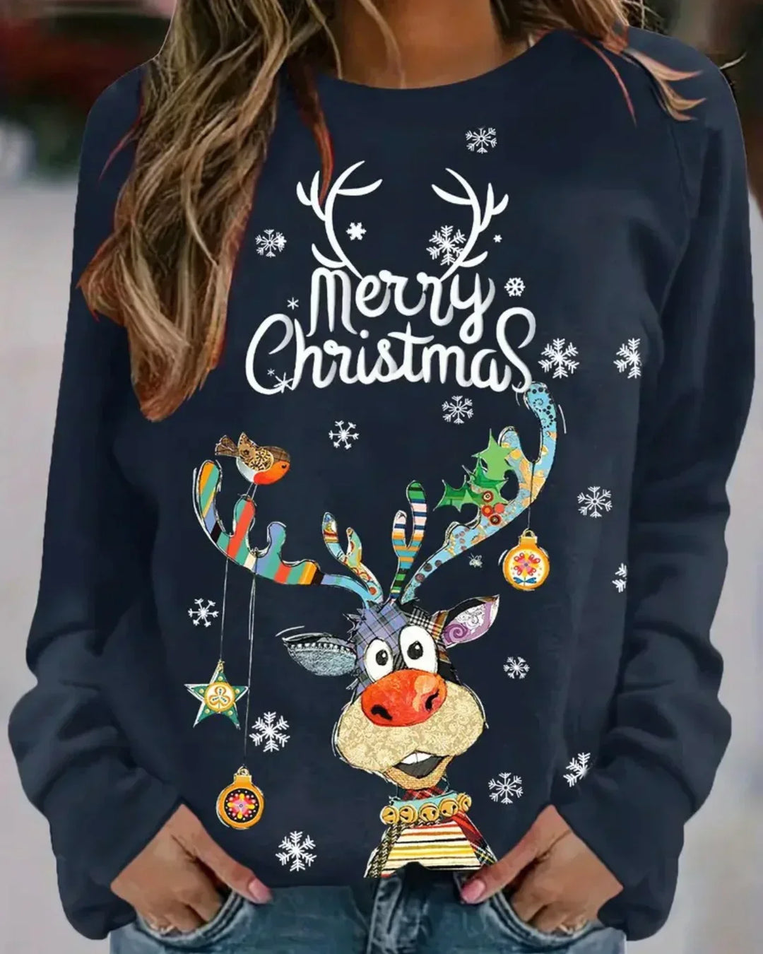 Damen Trendy Weihnachts-Sweatshirt | Langarm
