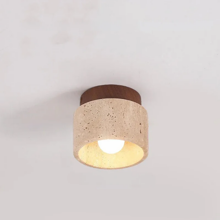 Travertin-Deckenleuchte – Verfeinertes Naturstein-Design für stilvolle Beleuchtung | Ideal für Wohnzimmer, Flur & Schlafzimmer