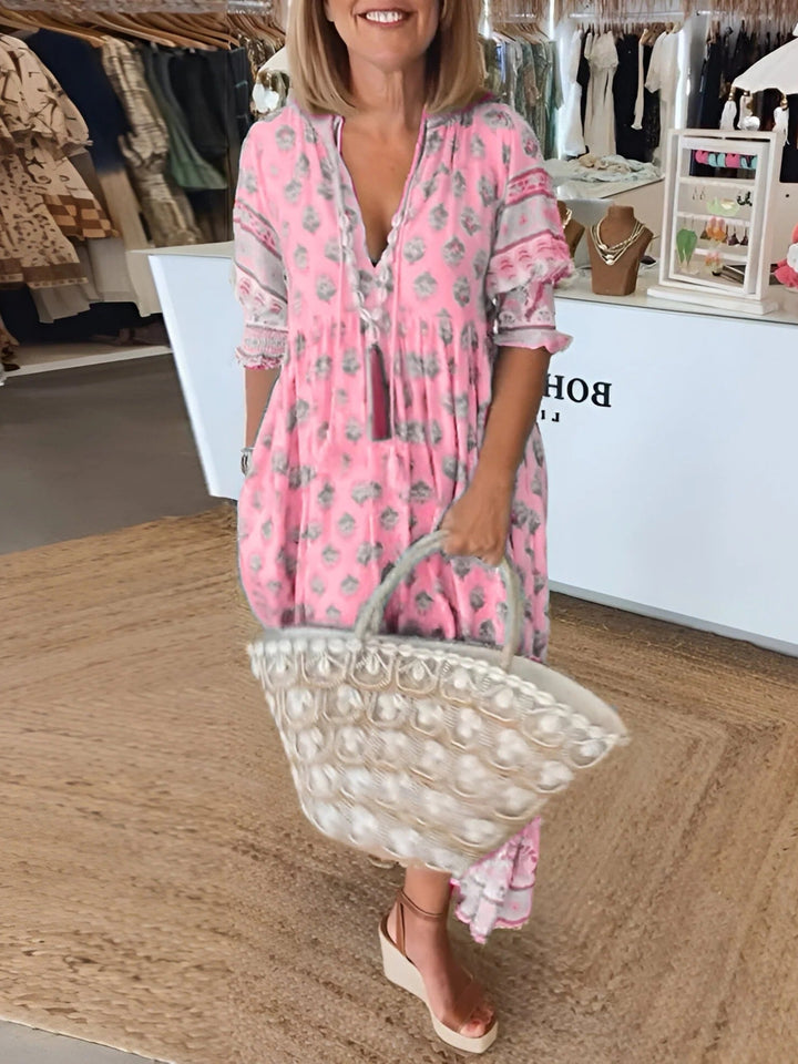 Florence | Boho V-ausschnitt Sommerkleid Für Damen | Maxi