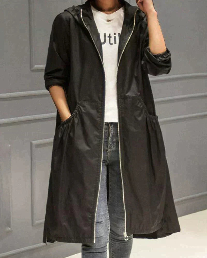 Regenjacke Mit Kapuze Für Damen | Langer Schnitt
