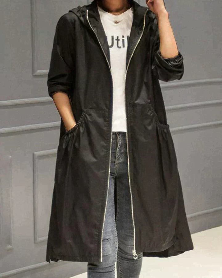 Regenjacke Mit Kapuze Für Damen | Langer Schnitt