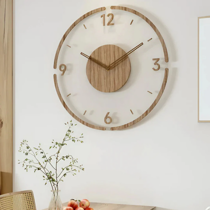 Große Wanduhr aus Acryl & Holz – Modernes & Stilvolles Design | Perfekt für Wohnzimmer, Büro & zeitgemäße Raumgestaltung