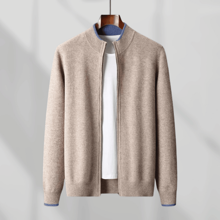 Herren Kaschmir Reißverschlussjacke Mit Langen Ärmeln | Winter