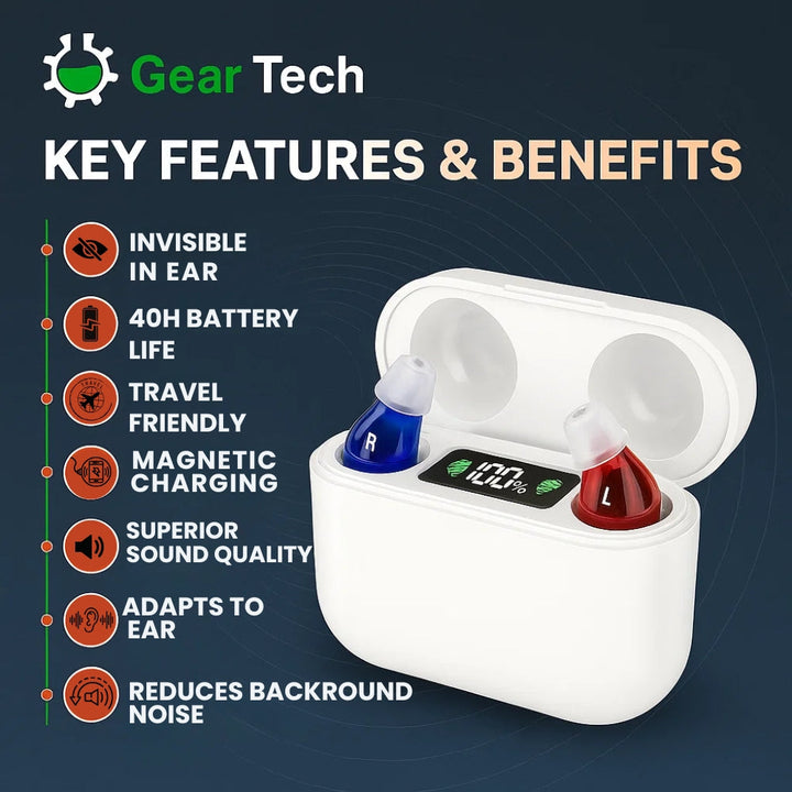 Compact In-Ear Hearing Aids Rechargeable Clear Audio