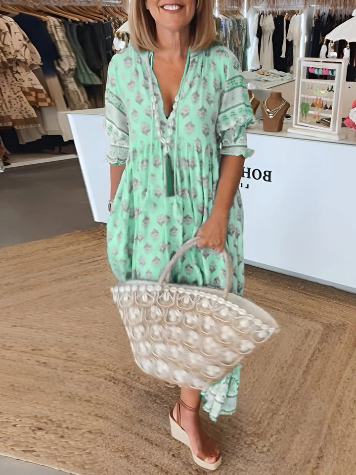 Florence | Boho V-ausschnitt Sommerkleid Für Damen | Maxi