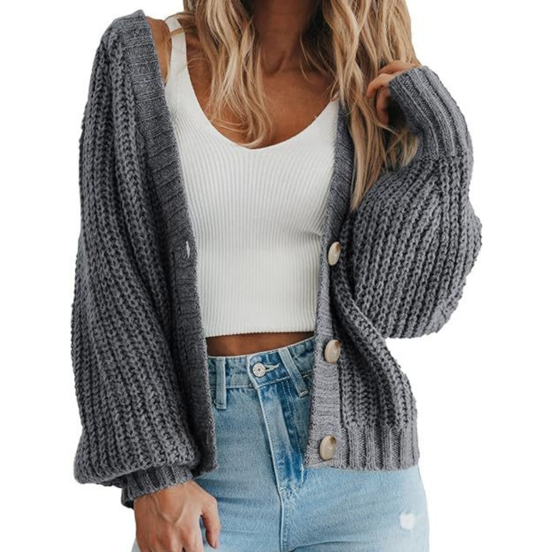 Damen Winter-Cardigan Mit V-Ausschnitt | Lange Ärmel