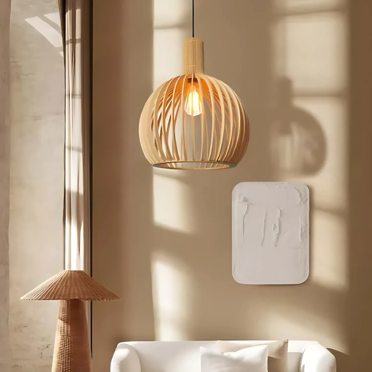 Minimalist Woodwork Pendant Light for Dining and Living Spaces