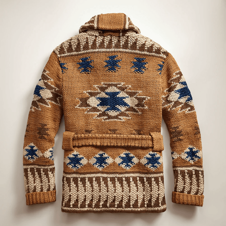Herren Winter-Langarm-Cardigan Mit Gürtel | Vorne Offen