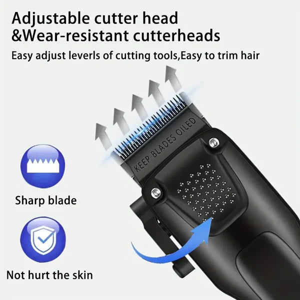 GroomMaster – 3-teiliges professionelles Haar- & Bartpflegeset für Herren | Kabellose Trimmer mit LED-Display & USB-Aufladung