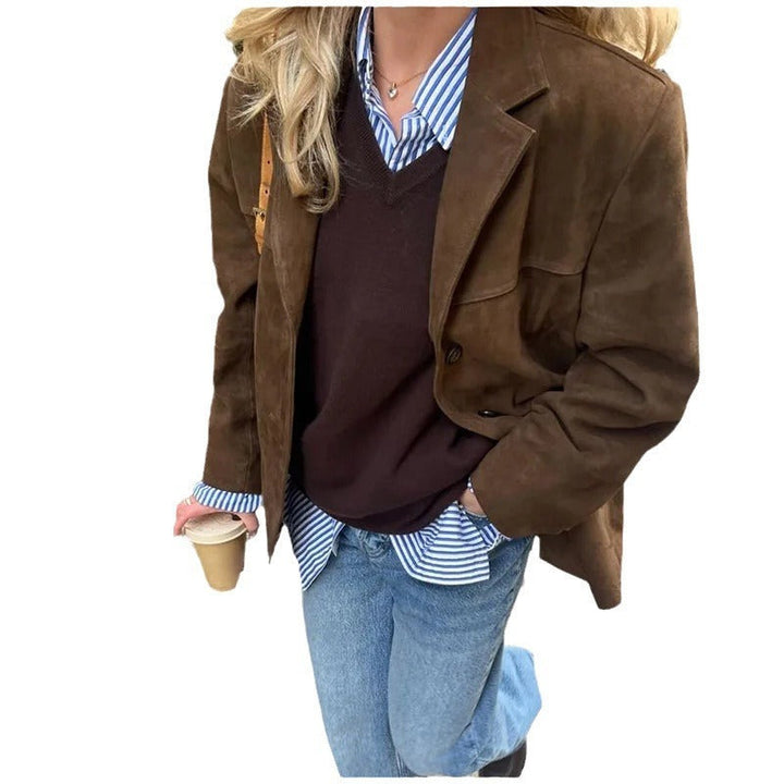Klassischer Lederblazer Für Damen | Mit Fallendem Revers