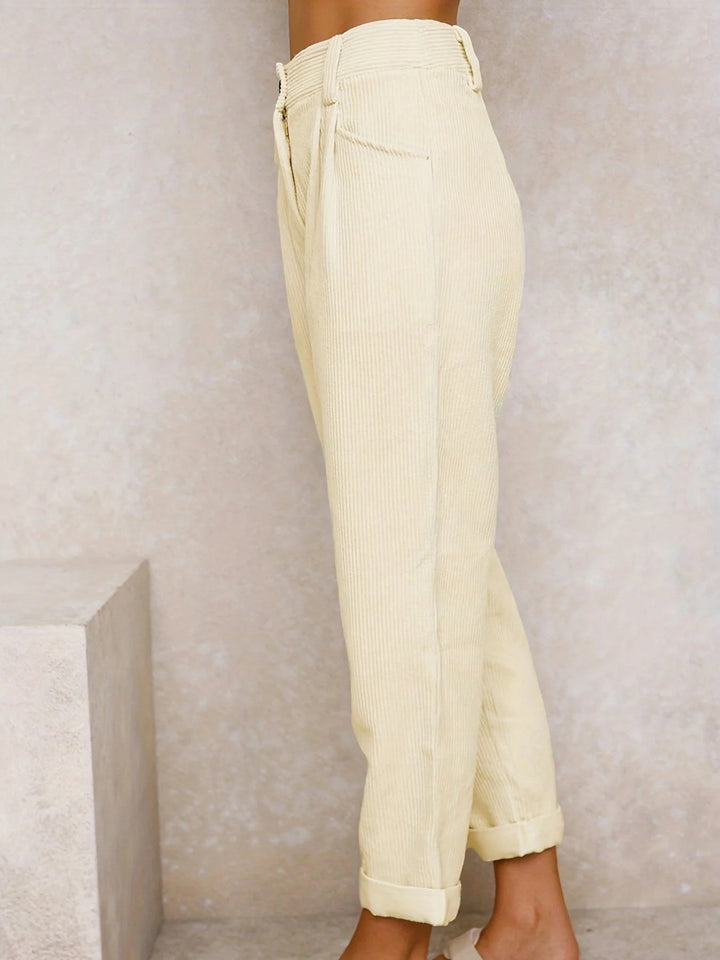 Camila | Chic Hochtaillierte Cordhosen Für Frauen