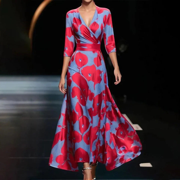 Lorena | Schickes Langes Abendkleid Mit Blumenmuster Für Damen | Maxi