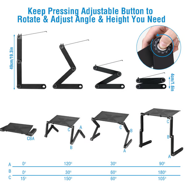 Adjustable and Foldable Laptop Stand Rotating Multi-Angle Support
