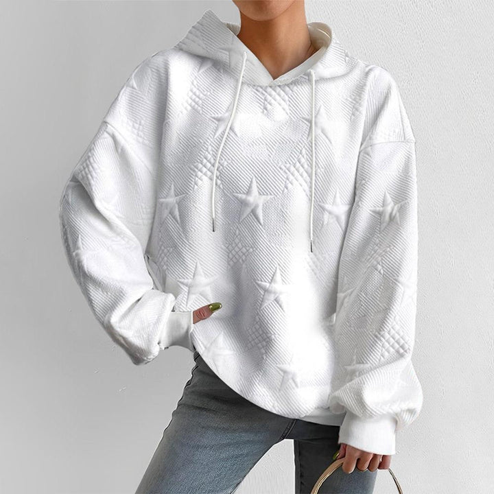 Kapuzenpullover Mit Geprägten Sternen Für Damen | Weiß