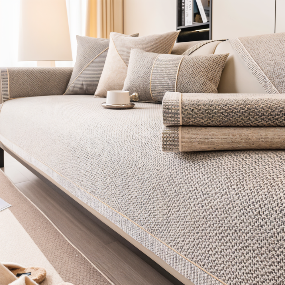 Funda Antideslizante para Sofá Seccional con Diseño Acolchado