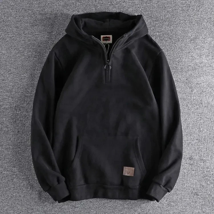 Herren Lässiger Winter Hoodie | Halb Reißverschluss