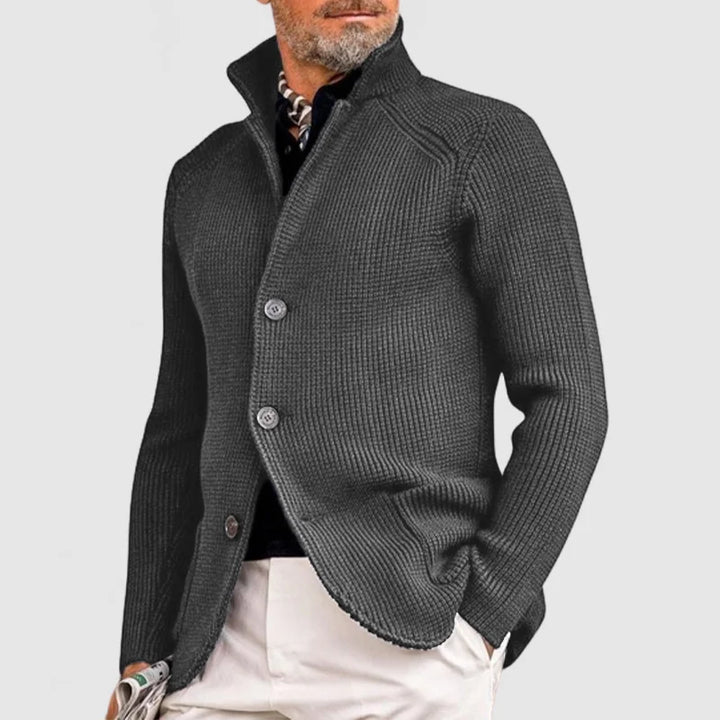 Gerippter Strickblazer Mit Stehkragen Für Herren | Lange Ärmel
