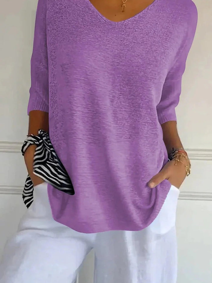 Manon | Bequemes Stricktop Mit V-ausschnitt Für Damen