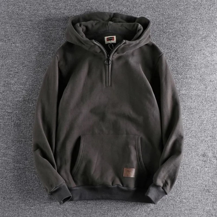 Herren Lässiger Winter Hoodie | Halb Reißverschluss