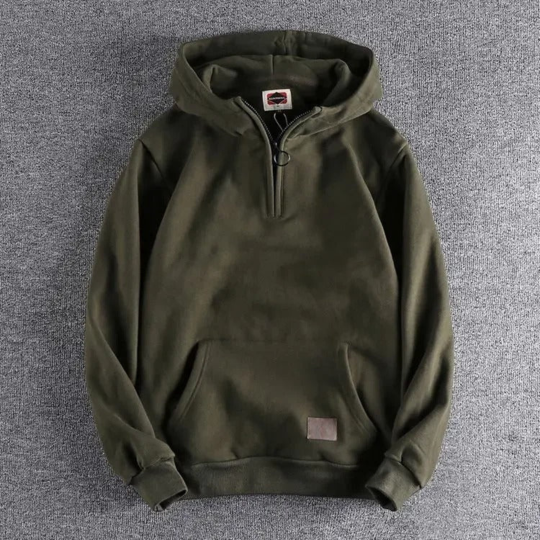 Herren Lässiger Winter Hoodie | Halb Reißverschluss