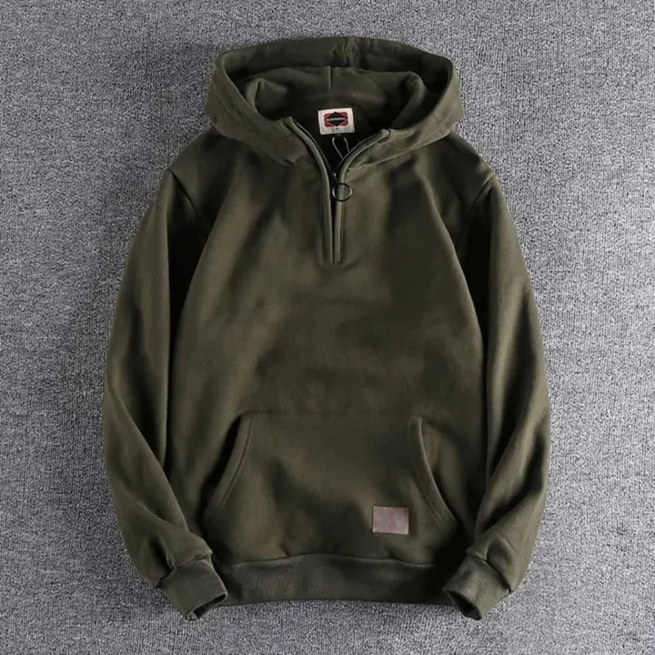 Herren Lässiger Winter Hoodie | Halb Reißverschluss