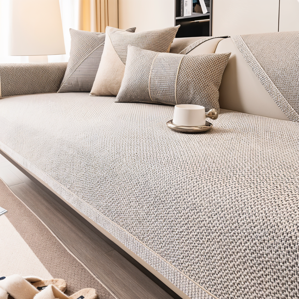 Funda Antideslizante para Sofá Seccional con Diseño Acolchado
