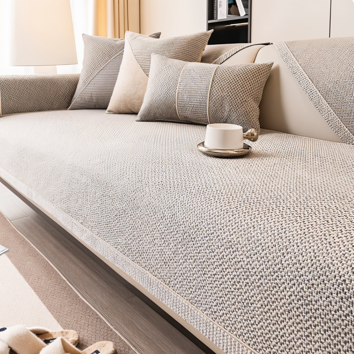 Funda Antideslizante para Sofá Seccional con Diseño Acolchado