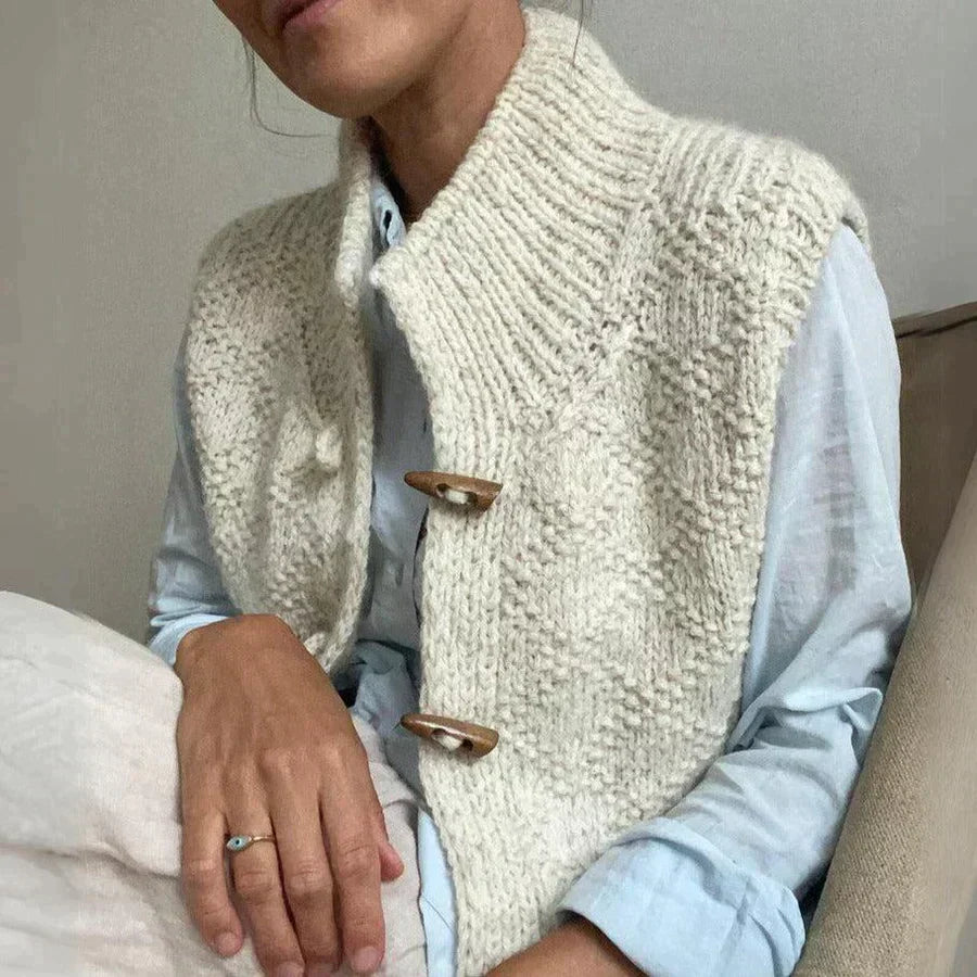 Stylische Beige Strickweste Für Damen | Winter