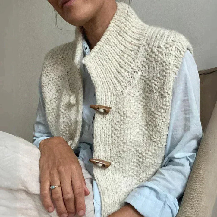 Stylische Beige Strickweste Für Damen | Winter