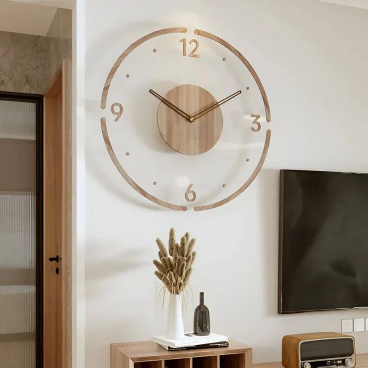 Große Wanduhr aus Acryl & Holz – Modernes & Stilvolles Design | Perfekt für Wohnzimmer, Büro & zeitgemäße Raumgestaltung