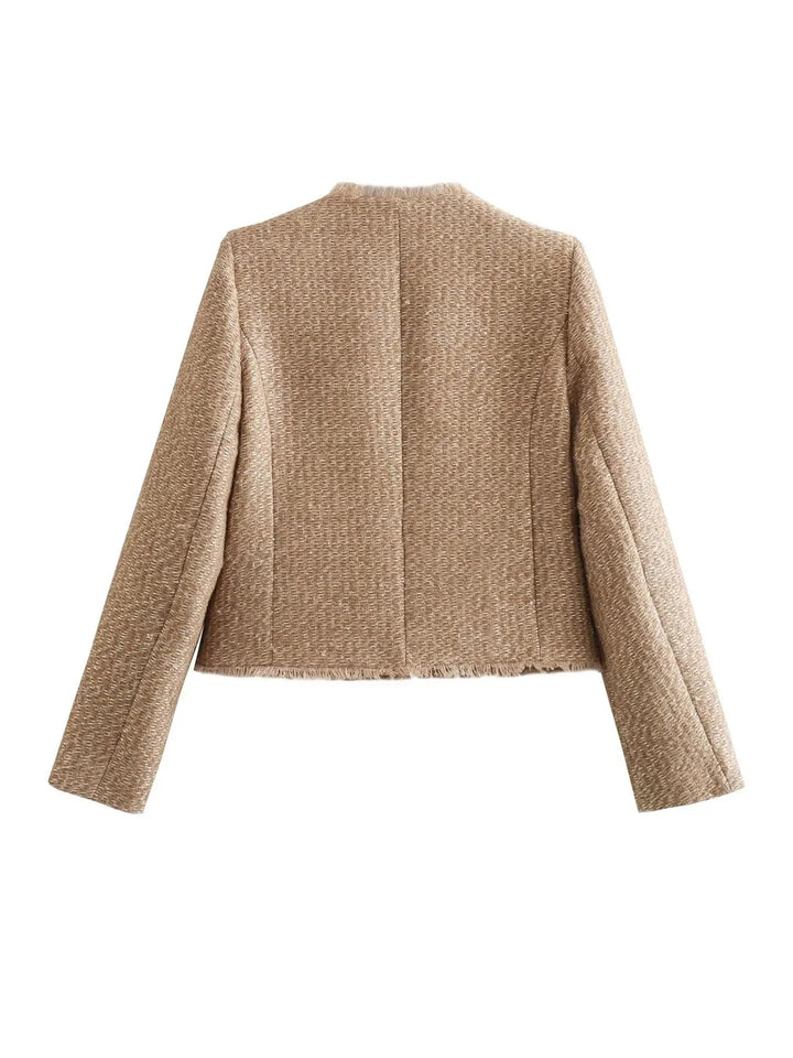 Klassische Kurze Tweedjacke Für Damen | Mehrere Taschen