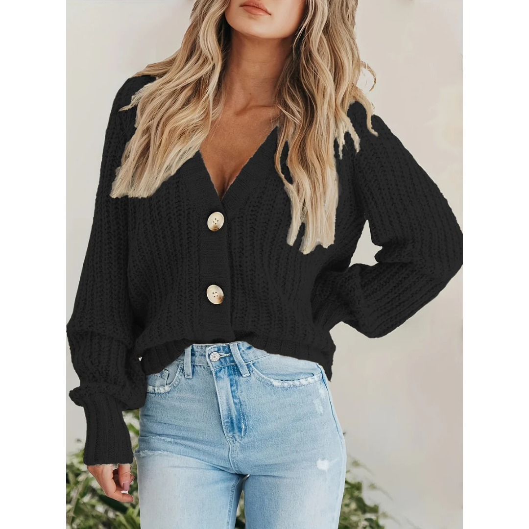 Damen Winter-Cardigan Mit V-Ausschnitt | Lange Ärmel