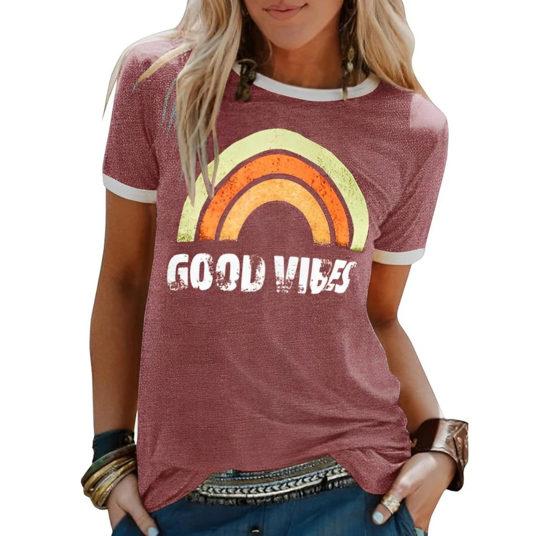Amélie | Lässiges Grafik-t-shirt Für Damen | Kurzarm