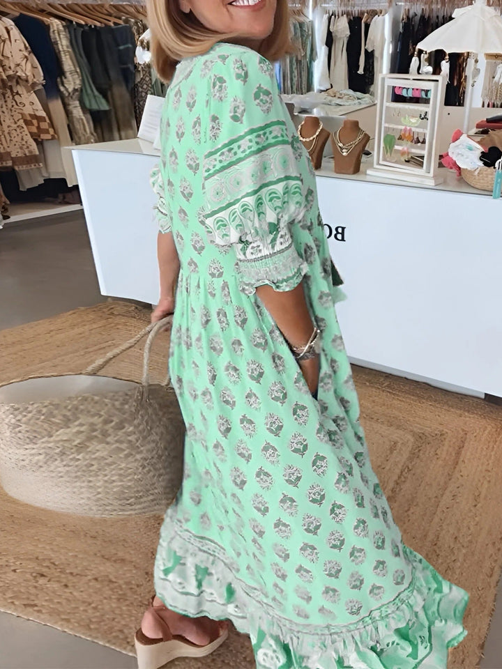 Florence | Boho V-ausschnitt Sommerkleid Für Damen | Maxi