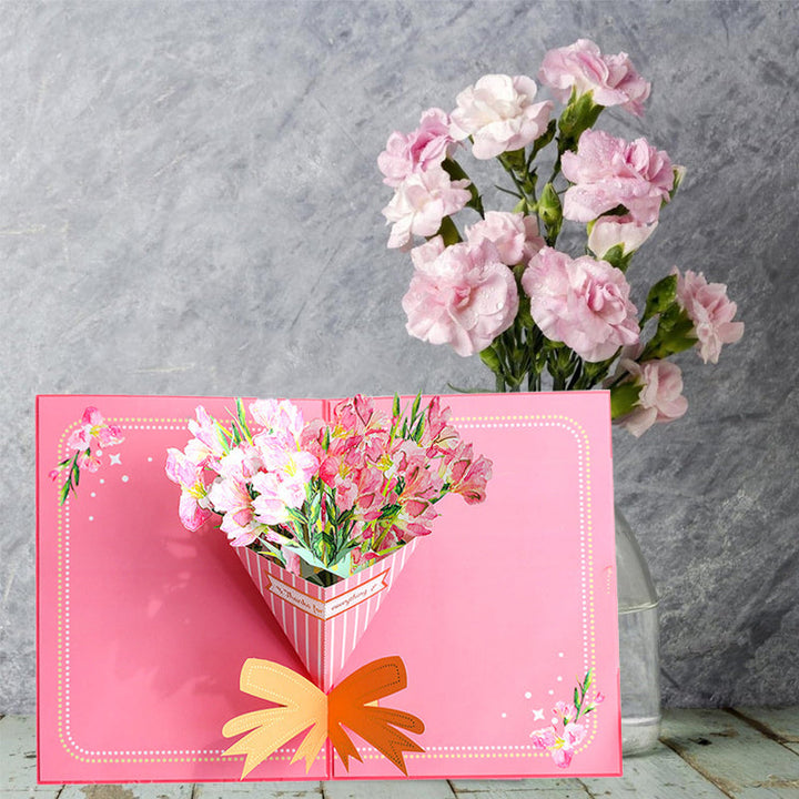 Geschenk zum Muttertag – 3D Aufklappkarte in Rosa mit Umschlag