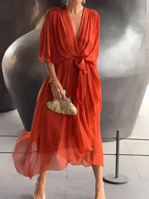 Zeitloses Wickelkleid in Midi-Länge – Elegant & Feminin für jeden Anlass | Damen Midikleid